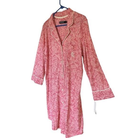 NWT Ralph Lauren Pink Paisley Jersey Pajama Dress Preppy Trad Wife - Picture 4 of 10